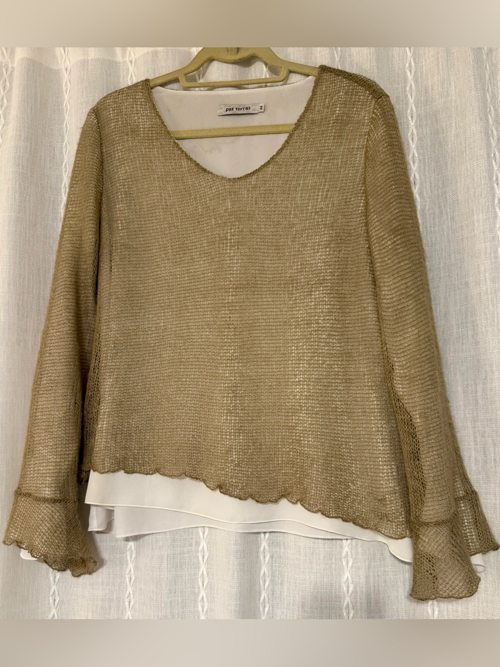 Paz Torras Mediterranean style Sz 44 (US 8-12.) Knit over white shell blouse.